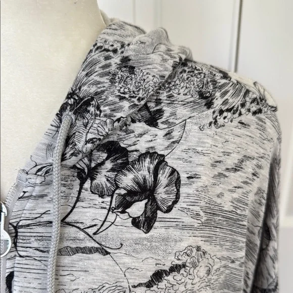 Athleta Gray Black Floral Zip-Up Hoodie Athleisure Jacket. - Picture 3 of 8